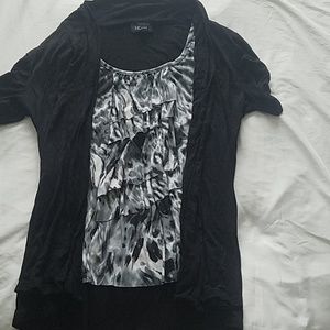 Grey & White abstract patterned blouse